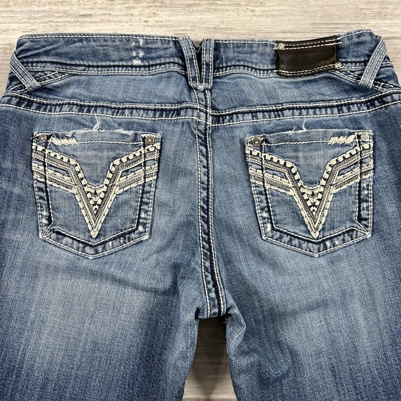 Vigoss The Chelsea Capri Jeans Women's Size 11/19 Blue‎ Denim Thick Embroidered - Picture 1 of 11